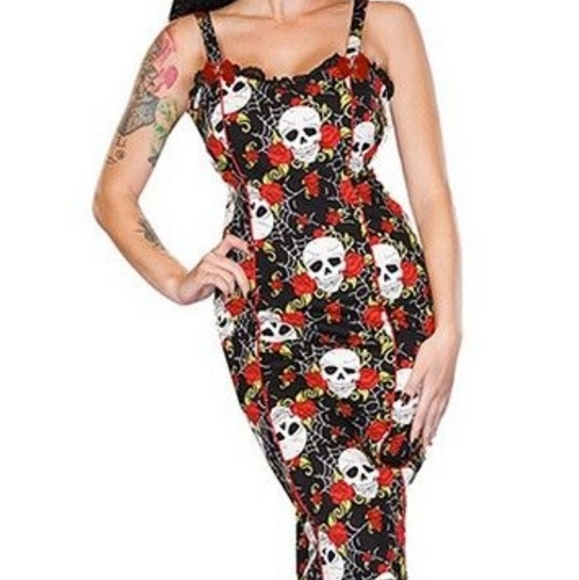 JawbReaker Dresses & Skirts - Skull Roses Web Pencil Dress